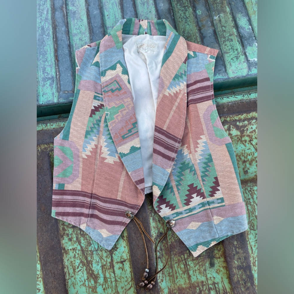 Colorful Geometric Vintage Patterned Vest